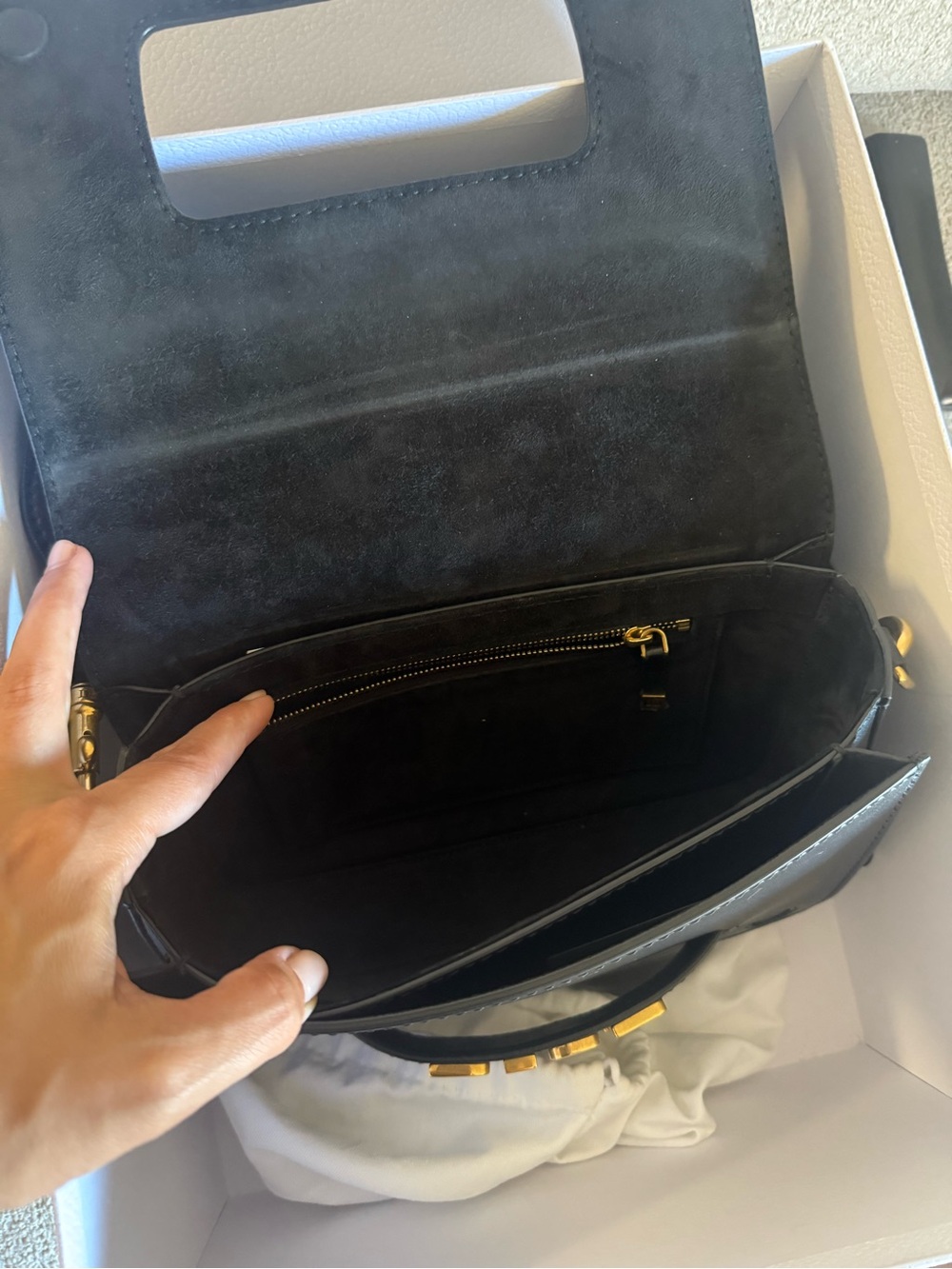 Dior Black Leather Shoulder Bag with Gold Logo Plaque - Picture 3 of 4